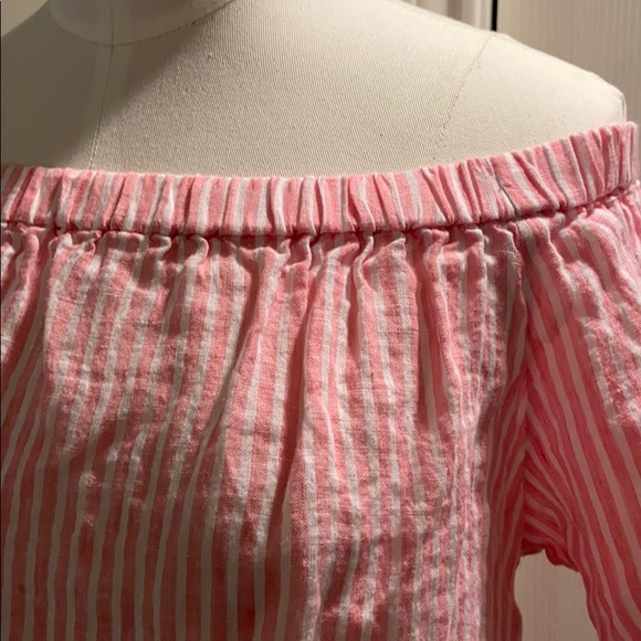 🎉HP🎉 J.Crew Factory Off the Shoulder Pinstripe Top - Picture 6 of 6